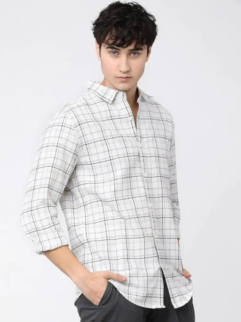 Men's White Checked Shirt